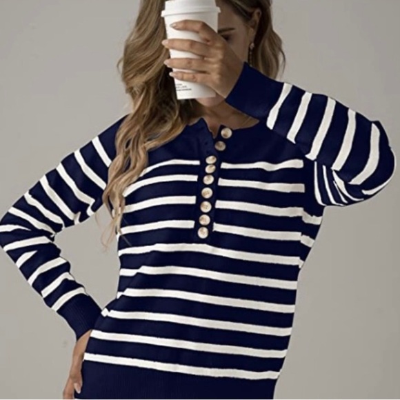 NWT-SUPRELOOK-STRIPED SWEATER-SIZE LARGE - Picture 3 of 6